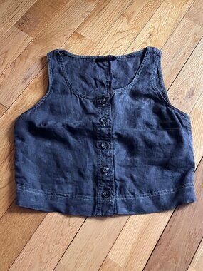 Everlane Cropped Button-front Linen Tank